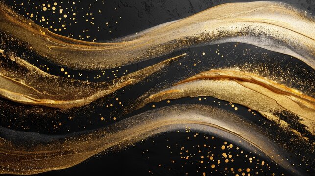 Gold and Black Abstract Painting Brush Background