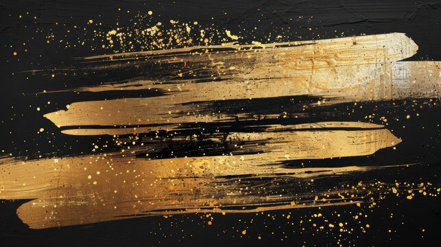 Gold and Black Abstract Painting Brush Background