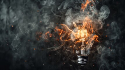 Light Bulb with Smoke Background
