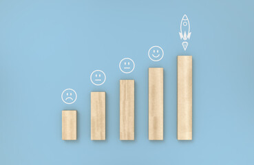 Wooden cubes for communication and business. Business career and success plans.