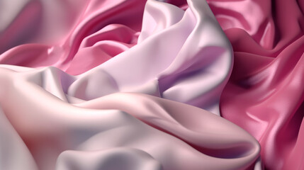 Obraz premium Close up of a mound of pink and purple satin fabric