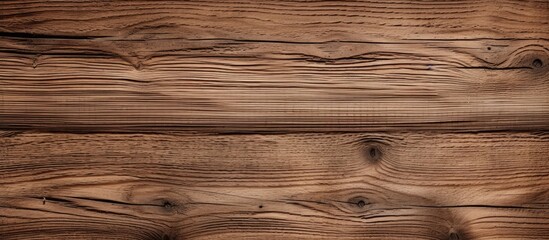 Fototapeta premium A detailed view of a natural wood brown wall made of wooden planks, showcasing the texture and pattern of the wood grain up close.