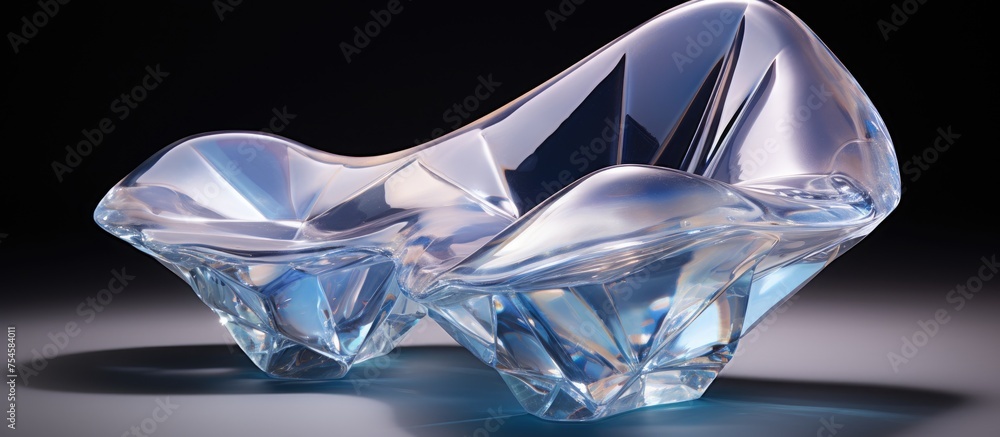 Poster two glass vases are placed neatly on top of a table, reflecting light and adding a touch of elegance
