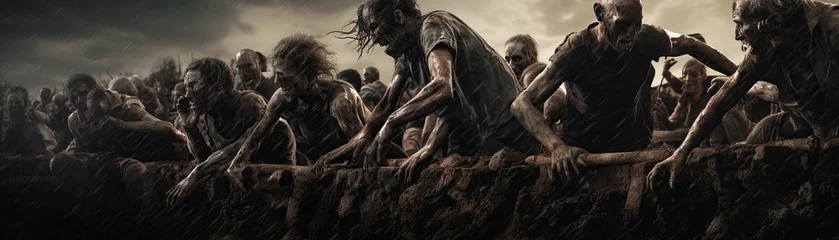Fotobehang A zombie-themed obstacle race challenging participants around the globe © 1st footage