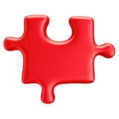 3D Red Puzzle Piece for Autism Awareness Campaign, April Blue, Transparent Background