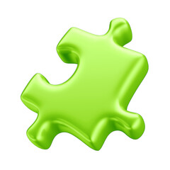 Obraz premium 3D Green Puzzle Piece for Autism Awareness Campaign, April Blue, Transparent Background