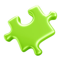 Fototapeta premium 3D Green Puzzle Piece for Autism Awareness Campaign, April Blue, Transparent Background