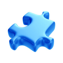 Fototapeta premium 3D Blue Puzzle Piece for Autism Awareness Campaign, April Blue, Transparent Background