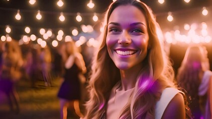 Woman Standing in Front of Crowd of People Generative AI