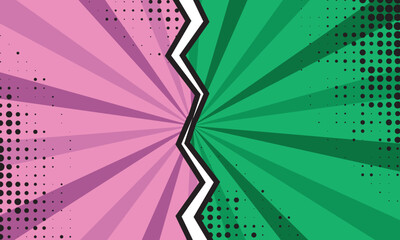 Versus battle comic template illustration pink and green sides pop art design