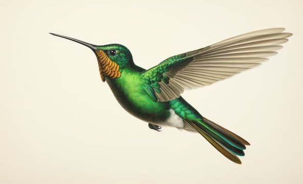 Hummingbird in flight beautiful green colour