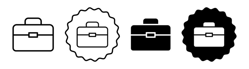 Briefcase set in black and white color. Briefcase simple flat icon vector