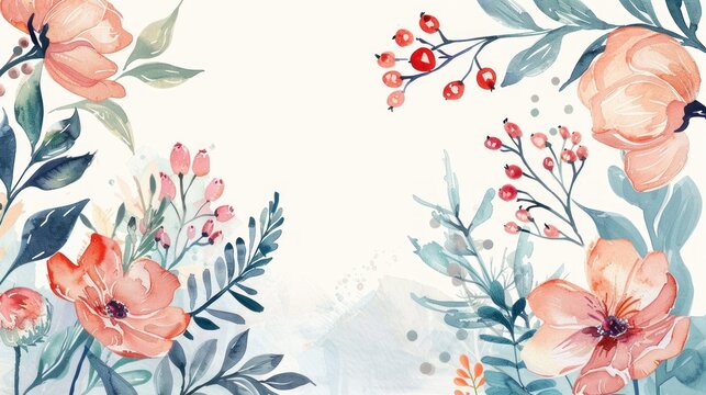 Beautiful flower with watercolor style for background and invitation wedding card, AI generated