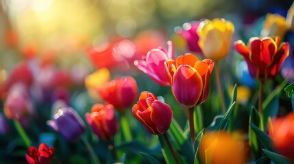 Fototapeta premium Springtime background with blossoming flowers.