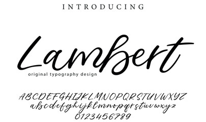 Lambert Font Stylish brush painted an uppercase vector letters, alphabet, typeface - obrazy, fototapety, plakaty
