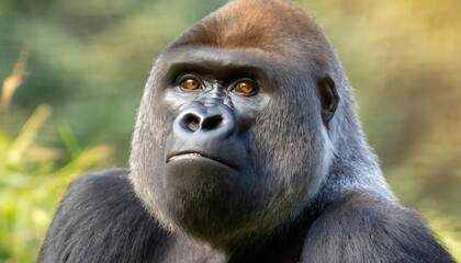 Obraz premium high quality photo. Profile of Western Lowland Gorilla, adult male silverback. 