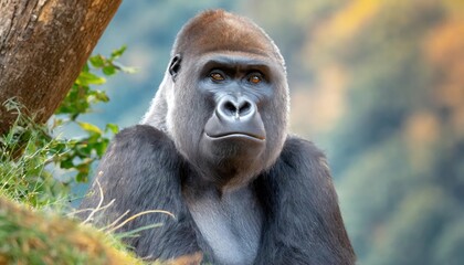 Fototapeta premium high quality photo. Profile of Western Lowland Gorilla, adult male silverback. 