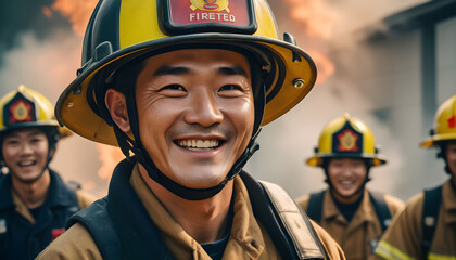 portrait of a firefighter in helmet