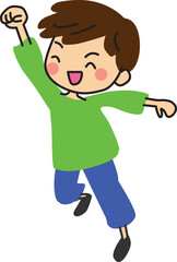 Illustration of a boy jumping. Vector Illustration.