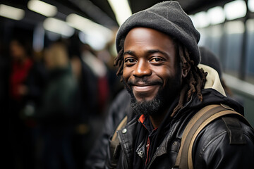 Smiling young man with dreadlocks exudes urban coolness