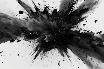 Black Ink Explosion on White Background
