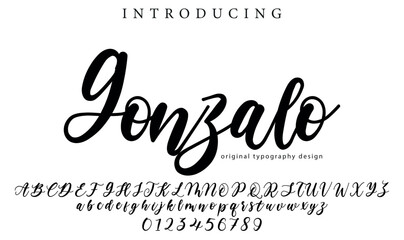 Gonzalo Font Stylish brush painted an uppercase vector letters, alphabet, typeface