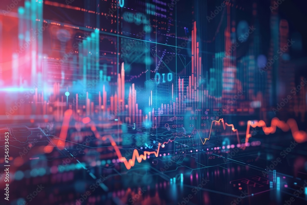 Aufkleber innovative financial technology background with futuristic digital graphs and data analytics visuali