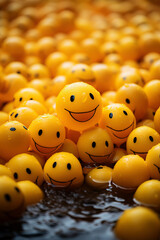 Ocean of smiles: Happy emoticon balls floating