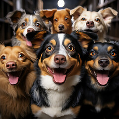 A group of dogs joyfully barking together, creating a canine chorus