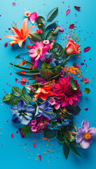 Floral arrangement on blue background - 754594278