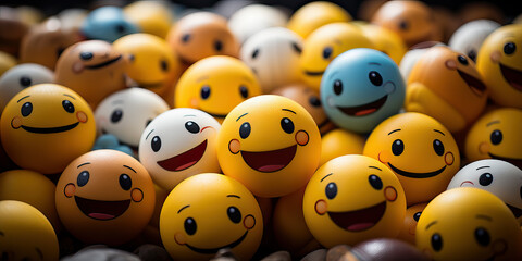 Obraz premium A collection of emoticon balls showcasing a variety of digital expressions