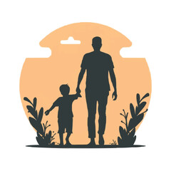 Elegant happy fathers day greeting son and fathers silhouette  illustration Illustration 19.eps