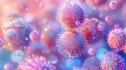 Virus World in Gentle Pastel Hues. Virus Background.