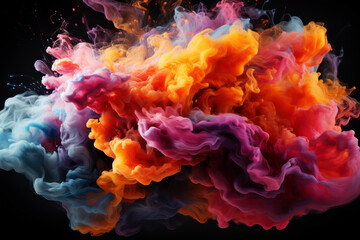 Naklejka premium Dynamic explosion of multicolored ink clouds