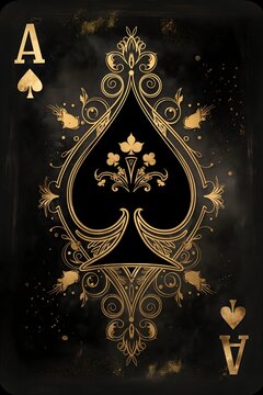 Karte Ass eines Kartenspiels, edle Darstellung in gold und schwarz, Konzept Glück und Gewinn