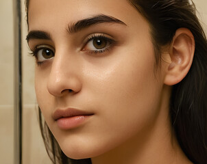 close up portrait of a young Persian woman