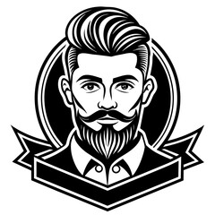 head of a person with a mask logo-barber-men