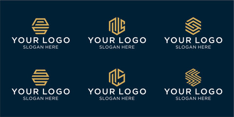 Initial letter SS logo template collection. icon for fashion business, building