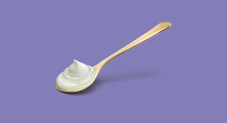 yogurt spoon creamy isolated