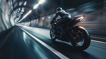 Motorcycle Through the Tunnel