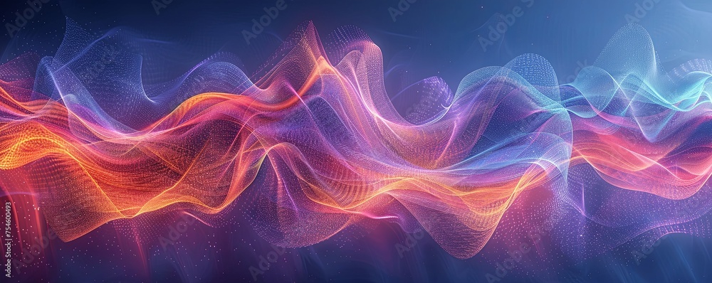 Poster generative ai illustration of full frame shot of abstract background with colorful wavy lines