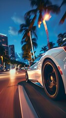 Speedy Supercar Roars Through Miami Nights