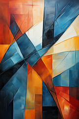 Fototapeta premium Modern abstract art featuring a vibrant play of geometric shapes and dynamic angles