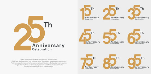anniversary vector design set with brown and black color for special moment celebration