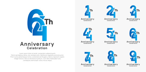 anniversary logotype vector design with blue and black color for celebration moment