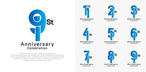 anniversary logotype vector design with blue and black color for celebration moment