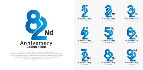 anniversary logotype vector design with blue and black color for celebration moment