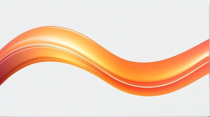 Holographic orange gradient neon wave shape liquid on plain white background from Generative AI
