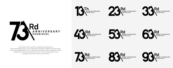 anniversary logotype vector set. black color with slash for celebration day