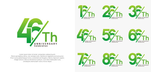 anniversary logo style vector set with slash green color can be use for celebration